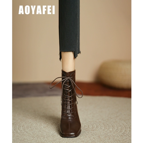 Martens, высокие демисезонные универсальные короткие сапоги, из натуральной кожи