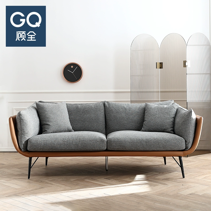 Gu Quan đơn giản và hiện đại sofa vải ba người phòng khách căn hộ nhỏ bằng sắt rèn nhẹ vải da sang trọng kết hợp với sofa có thể tháo rời và giặt được - Ghế sô pha