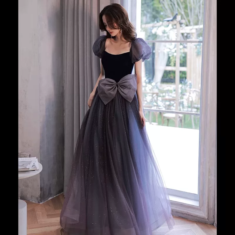 Black long evening dress, high-end