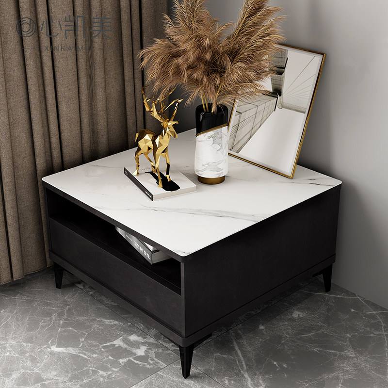 Modern minimalist rock board edge a few corners a few small family-type tea table assorted marble small square a few square sofa side cabinets-Taobao