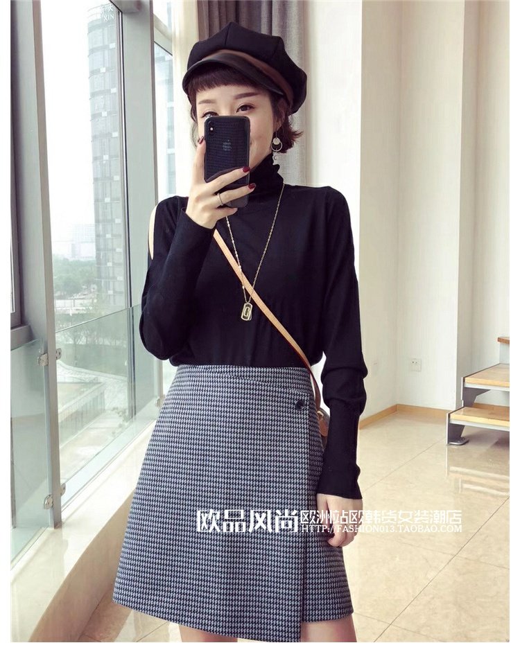 Châu Âu ga mùa thu 2018 mới Hàng châu Âu len nữ cổ cao chạm đáy áo sơ mi nữ mỏng phần đầu mùa thu dệt kim áo thủy triều áo len nữ cổ cao