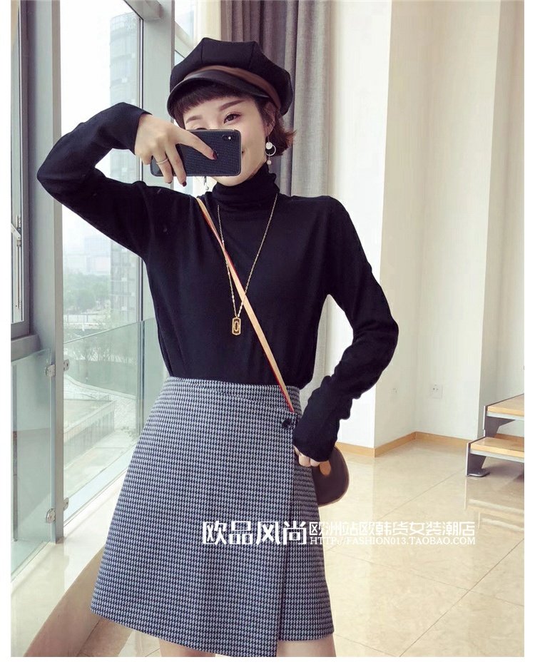 Châu Âu ga mùa thu 2018 mới Hàng châu Âu len nữ cổ cao chạm đáy áo sơ mi nữ mỏng phần đầu mùa thu dệt kim áo thủy triều áo len nữ cổ cao