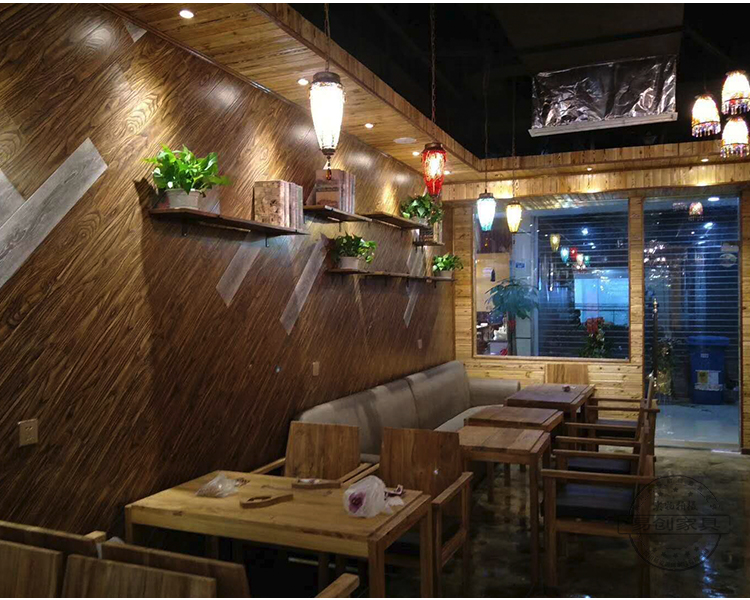 Man Cafe Bàn và Ghế Bistro Inn Tea House Old Elm Retro Old Old Board Board Sơn Bàn đôi miễn phí - Bàn bàn gấp học sinh