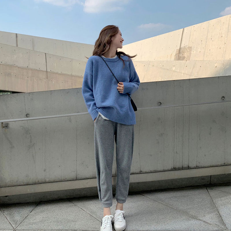 Early autumn net red light cooked windy sweater suit female polenta small sub-autumn dress with 155 display high pants two sets