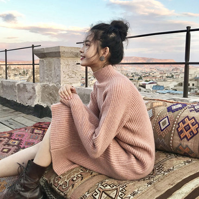 Early autumn 2022 new net red wisdom lavender style balloon sweater nepotism gg over knee long version of the bottom knit foreign dress