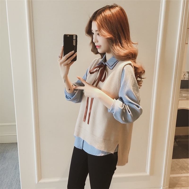 2022 early autumn new small sub-display high shirt female light acquaintance with long sleeve blouse blouse arma Two sets of autumn