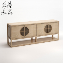 New Chinese TV cabinet Floor cabinet Modern simple living room Solid wood low cabinet Zen furniture Hotel model room customization