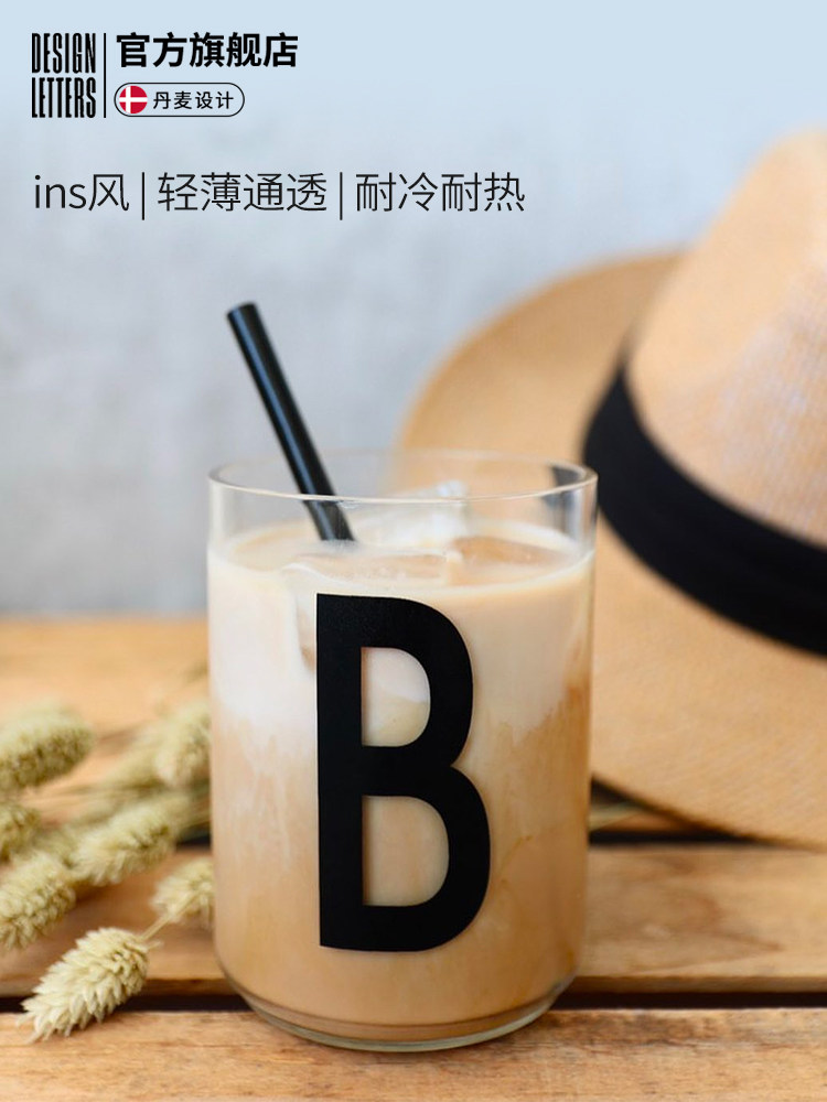 designletters letter custom cup Transparent water cup Women's home single layer heat resistant glass milk cup