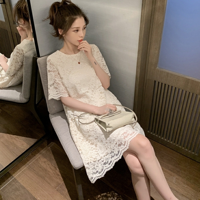 2025 Summer New Women's Clothing French Retro Long Dress Plus Size Stylish Mid-Length Slimming Lace Dress