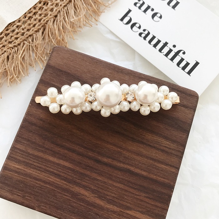 Phiên bản tiếng Hàn của mạng lưới ngọc trai đỏ rhinestone bên clip kẹp tóc bangs clip Hàn Quốc chải tóc lược chải tóc từ clip kẹp tóc phụ kiện - Phụ kiện tóc dây buộc tóc hoa cúc