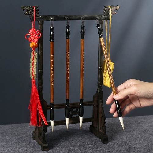 Wenchang кисть, подвесной держатель для ручки, подвесной держатель для ручки, украшения в китайском стиле, твердая древесина, простой кабинет для начинающих, студент, четыре сокровища, древний держатель для ручек, деревянный держатель для ручек с куриным крылом, вешалка для кистей для каллиграфии