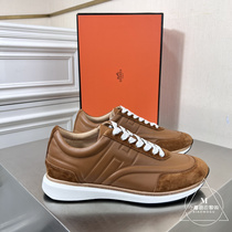 Hermes Hermes 2022 New Mens Round Toe Lace Up Low Top Solid Color Sports Casual Shoes Mens Shoes Running Shoes