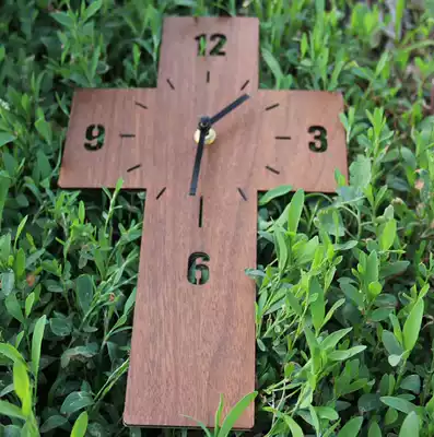 Jingyabai creative clock living room study bedroom solid wood cross wall clock gift main solid wood gift