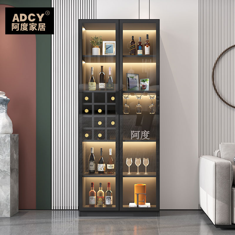 Living room small wine cabinet against the wall modern minimalist light luxury high-end dining cabinet home integrated side cabinet glass door display cabinet