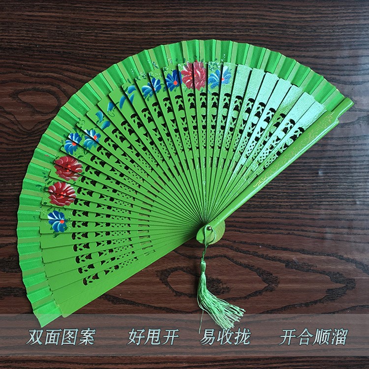 Folding fan craft gift fan double-sided boutique paint fan Spanish dance fan dancing wooden fan cheongsam catwalk fan