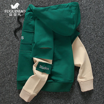 Rich and expensive boy necropolis with hood 2019 spring autumn season new childrens foreign air blouses Korean version Bala CUHK