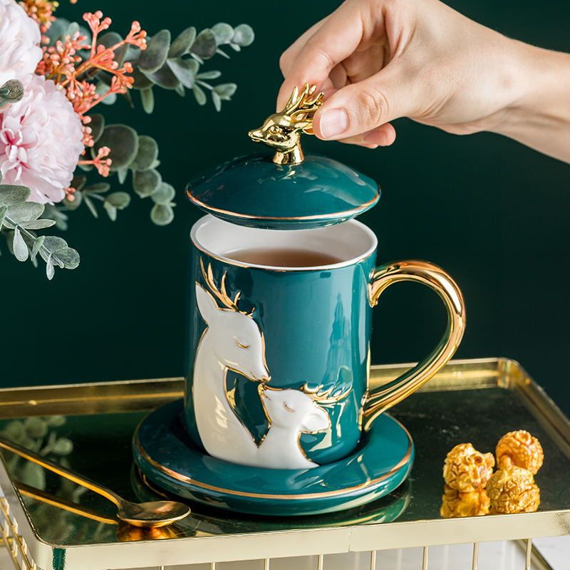 Cup girl's birthday gift Mark cup high value delicate design niche with cover ceramic water cup 2022 new models