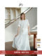 Hs Lyocell Dress for Women, Summer 2025 New Style, High-End Design, Loose Fit, Linen Blend, White Long Umbrella Skirt