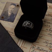 Eastern line re-engraved retro European Lightning Skull Eagle oak leaf titanium steel ancient coin ring