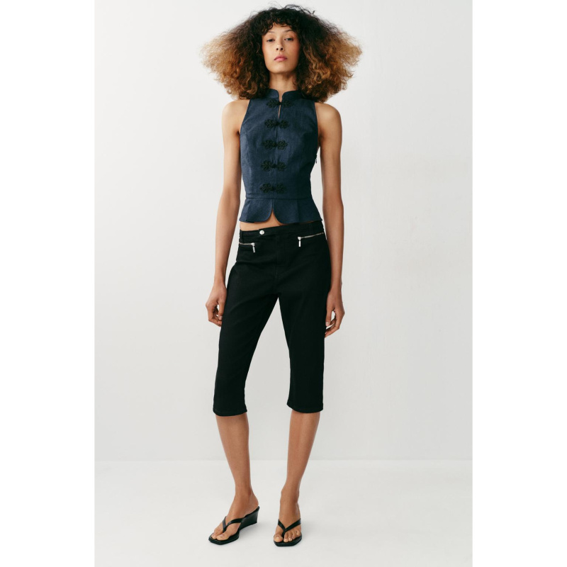 Cabinet 299! Zr Summer New Arrivals Women's Sleeveless High-Neck Linen New Chinese-Style Waist-Cinching Top 7756826
