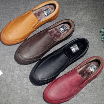 Mens shoes autumn mens casual Joker Korean version of the trend 2021 New one pedal tide shoes driving lazy leather shoes