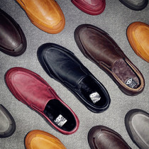 Mens shoes winter shoes trendy shoes 2021 New plus velvet warm cotton shoes mens casual leather shoes a pedal lazy shoes