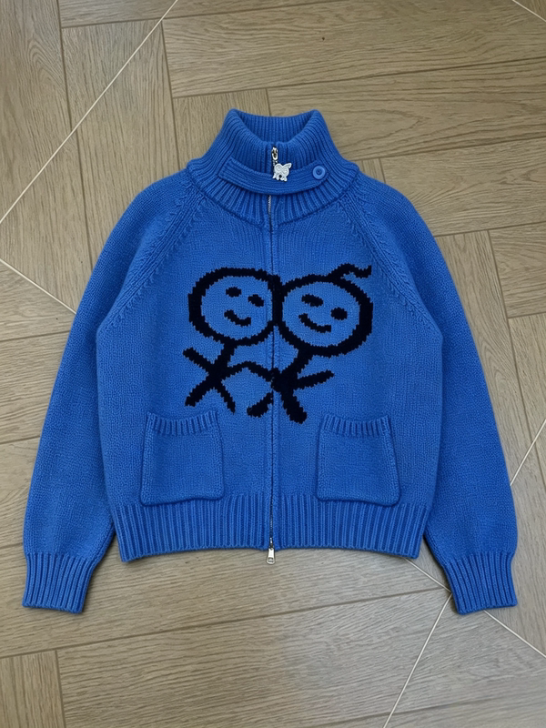 Honebarmnet Dongdaemun New Style ~ Heavy Craft Knitting 1.5 Gauge Stickman Sweater High-Quality Jacket