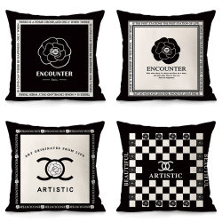 ins Modern Accessible Luxury Modern Black and White Minimalist Suede Pillow Sofa Living Room Homestay Waist Pillow Cover Pillow Cushion