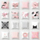 Ins pink girl bright geometric Nordic pillow case cushion simple modern model room living room sofa cushion