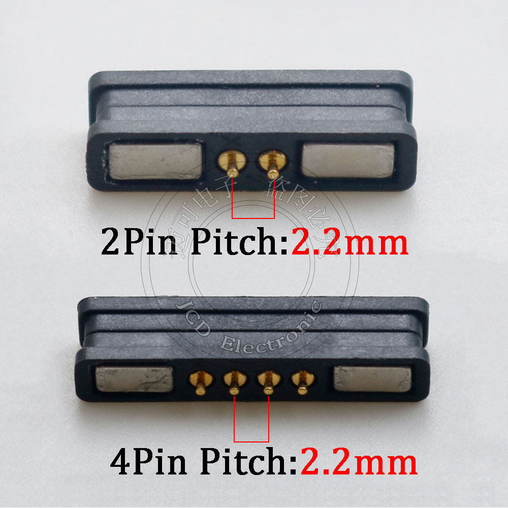 2/4Pin 2.2 mm间距 POGO PIN 弹簧顶针大电流 防水条形磁吸连接器