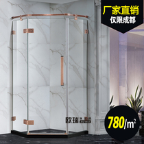 Custom shower room partition shower door Bathroom tempered glass bathroom wet and dry partition bath room bronze sculpture