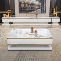 New Rock Plate TV Cabinet Modern Light Lavish Tea Table TV Cabinet Small Family Style Living-room Ground Cabinet Furniture Combination Suit