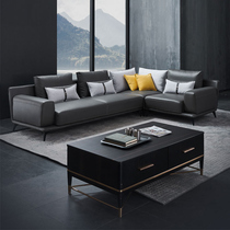 Nordic Real Leather Sofa Modern Minima Size Family Light Lavish Down Corner Leather Sofa Living-room Combo Suit
