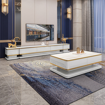 Rock Plate TV Cabinet Tea Table Composition Modern Minima Small Household Type Light Lavish Living Room Style Extremely Minimalist Furniture