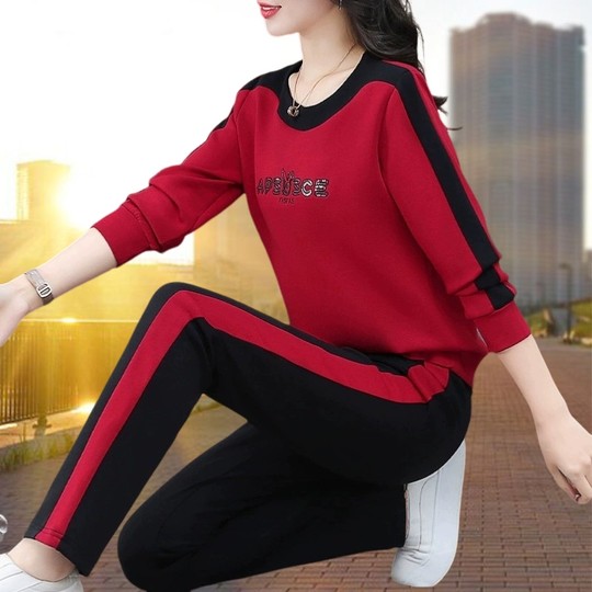 Mamas frühlingsmodischer, lässiger Sportbekleidungsanzug mittleren Alters für Frauen 2025, neuer Frühling und Herbst mittleren Alters, großes zweiteiliges Set