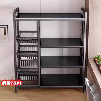 New Kitchen Storage Rack, Floor-Standing Multi-Layer Vegetable Basket Storage Rack, Household Multi-Functional Snack Storage Microwave Oven