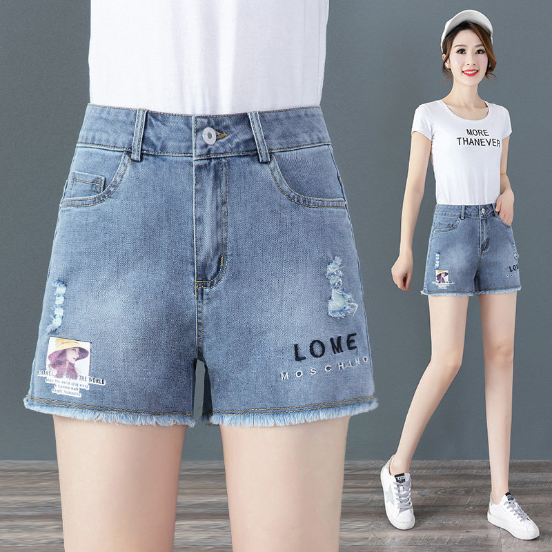 Thin wide-legged denim shorts women's summer 2022 new Korean version of the high-waisted, skinny and versatile a-line straight hot pants