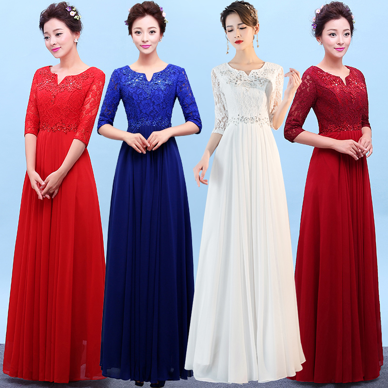 Red Song Choir Performance Costumes Women's Long Dress Stage Performance Competition Costumes Host Evening Dress Women's Long Style Red Song Choir Performance Costumes Women's Long Dress Stage Performance Competition Costumes Host Evening Dress Women's Long Style
