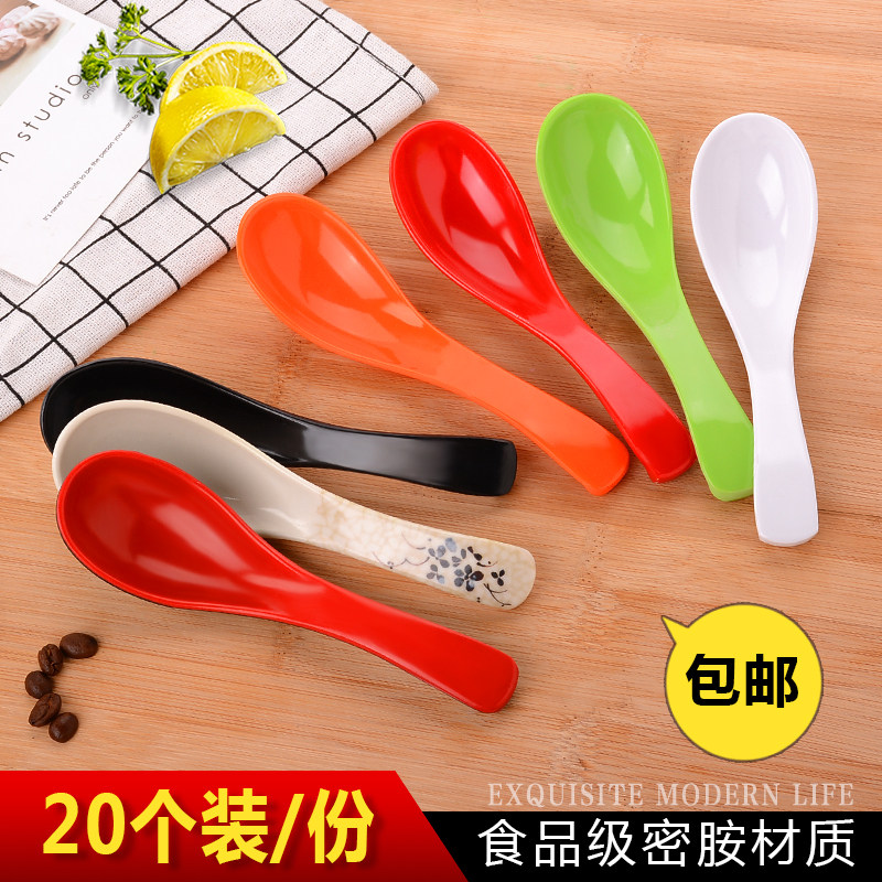 Hotel color with hook spoon melamine soup spoon long handle imitation porcelain spoon plastic ramen spoon household spoon spoon