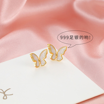 999 pure silver butterfly earrings female small minimalist earrings lukewarm 2021 New Chains High Sensation Earrings