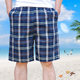 Summer pure cotton beach pants men's loose casual pajamas five-points large size home plaid shorts quick-drying large pants thin