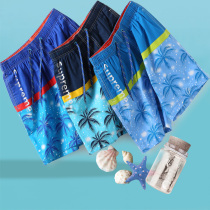 Summer casual beach pants mens cotton loose plus size printing five-point pants shorts mens quick-drying large pants tide