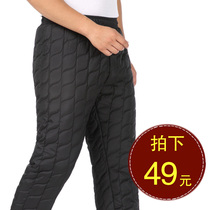 Winter middle-aged cotton pants mens velvet thickened grandpa large elastic pants cold storage cold warm pants old man cotton pants