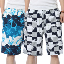 Summer cotton seaside vacation beach pants mens quick-drying loose large size couples five-point shorts womens big pants tide