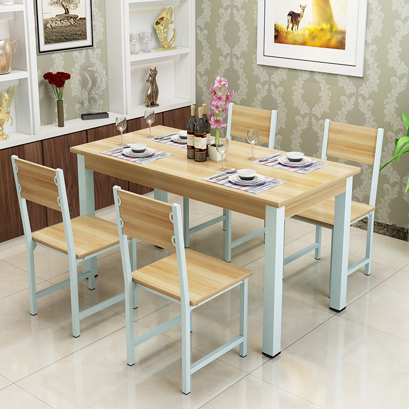 Modern small family home Easy dining table and chairs Dining Table Rectangular Fast Food Restaurant Dining Table Combined 46 People brief