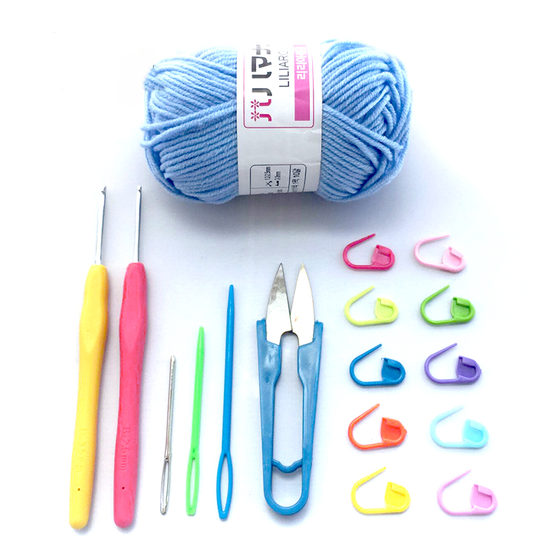 Crochet đan len phù hợp với người mới bắt đầu móc gói vật liệu dụng cụ móc để gửi len áo len Tutorial - Công cụ & vật liệu may DIY đồ đan len