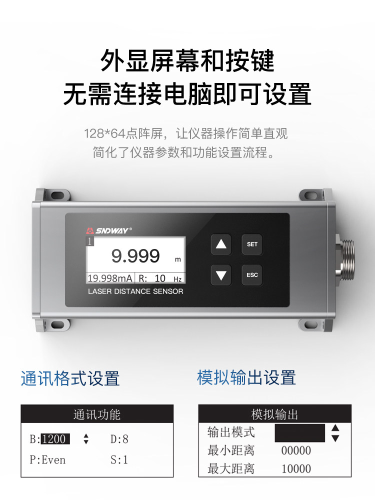 Shendawei Laser Rangefinder Module High-Precision 20Hz Displacement Sensor Programming Networking Digital-Analog Conversion