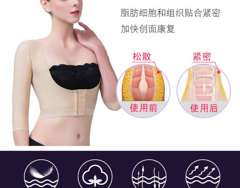 Ou Limei cánh tay cánh tay hút mỡ sau phẫu thuật áp lực y tế nhận phó sữa không có dấu vết corset thịt màu body đàn hồi tay áo