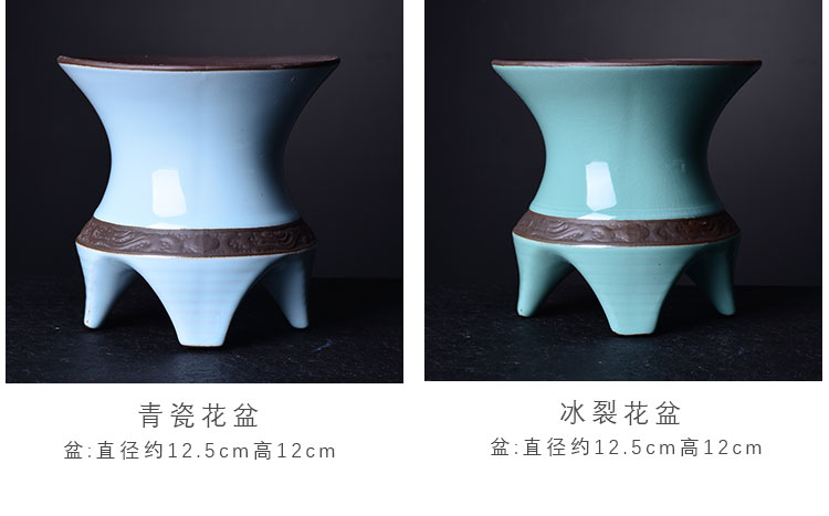 Combination of new Chinese style more creative ceramic flower pot meat asparagus rich tree green plant pot contracted bracketplant wholesale flower pot