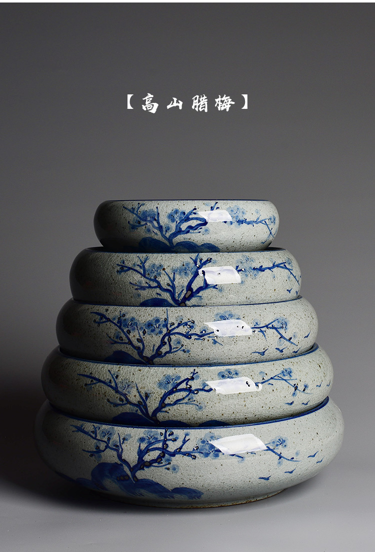 Huai daffodils basin hand - made ceramic restoring ancient ways round copper wire grass hydroponic water lily leaf lotus king faceplate